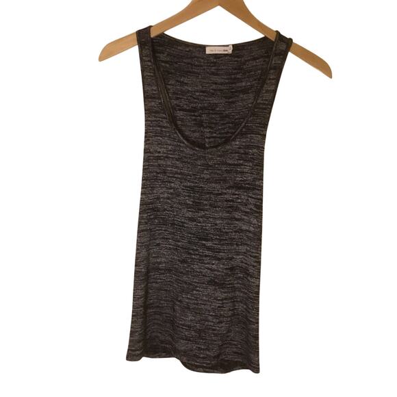 Rag and Bone Black Gray Heathered Twistback Scoop Neck Tank Top Sz M - Picture 1 of 5